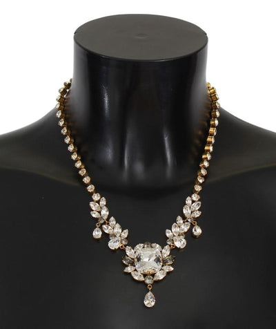 Gold Brass Clear Gray Crystal Sicily Necklace
