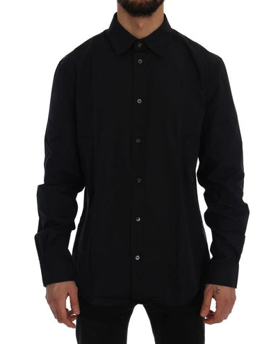 Black Casual Cotton Long Sleeve Shirt