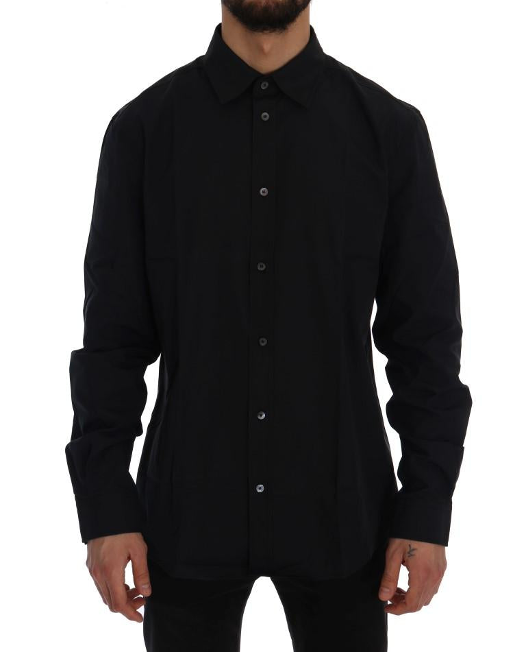 Black Casual Cotton Long Sleeve Shirt