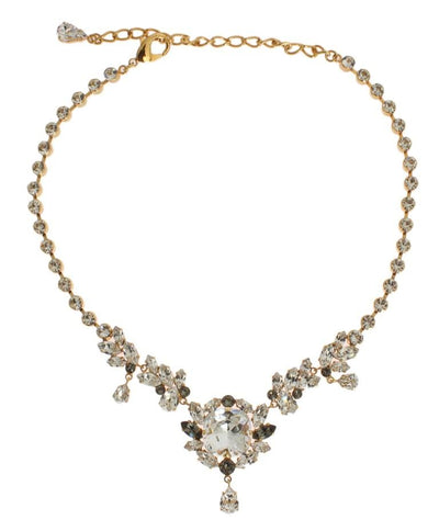 Gold Brass Clear Gray Crystal Sicily Necklace