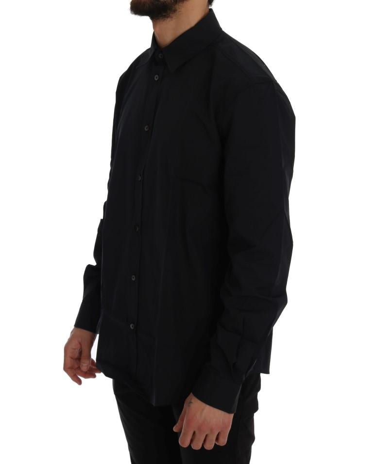 Black Casual Cotton Long Sleeve Shirt