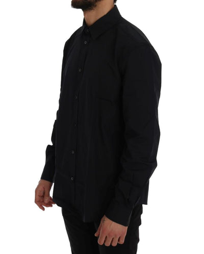Black Casual Cotton Long Sleeve Shirt