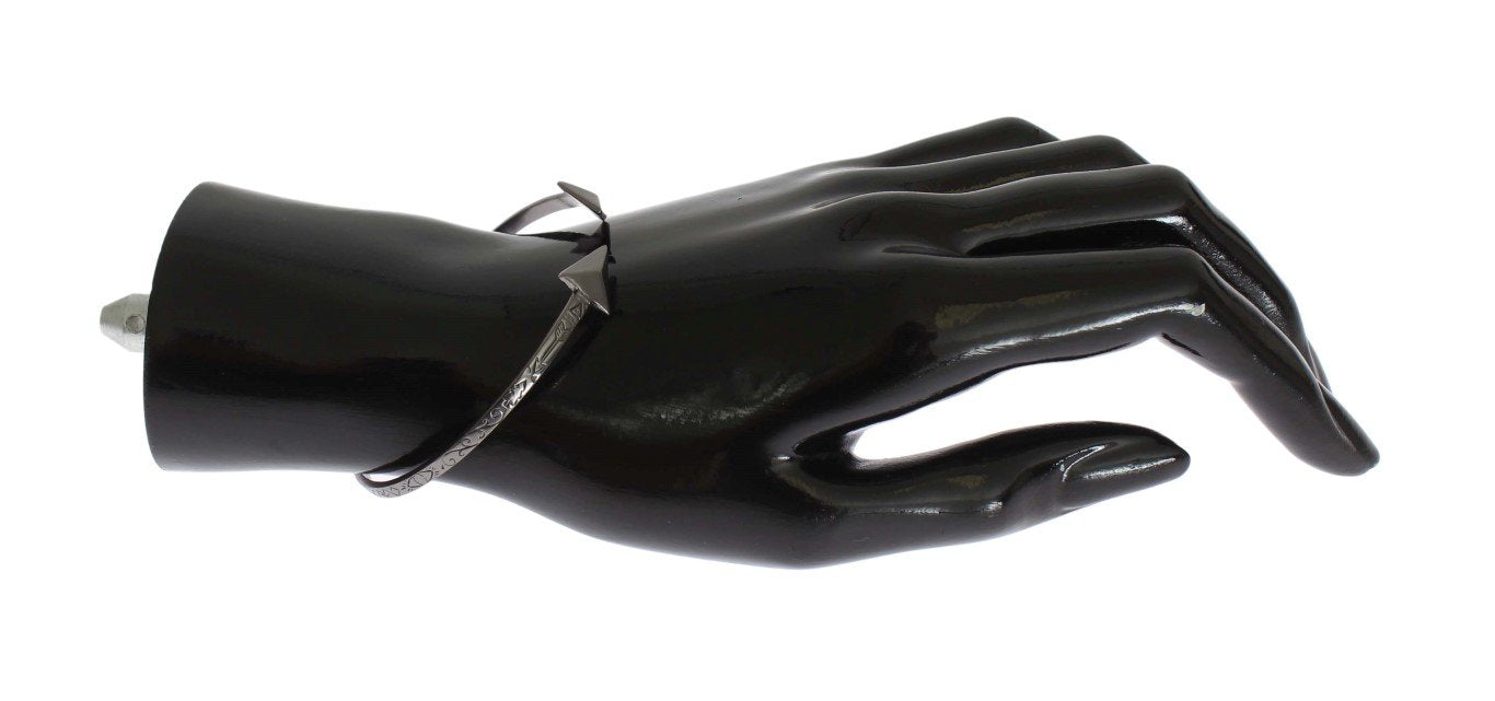 Arrow Black 925 Silver Bangle Bracelet