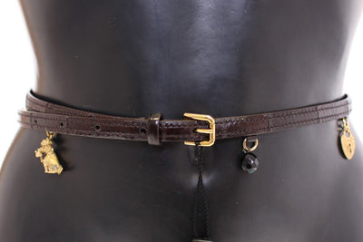 Brown Gold Baroque Sicily Eel Leather Belt