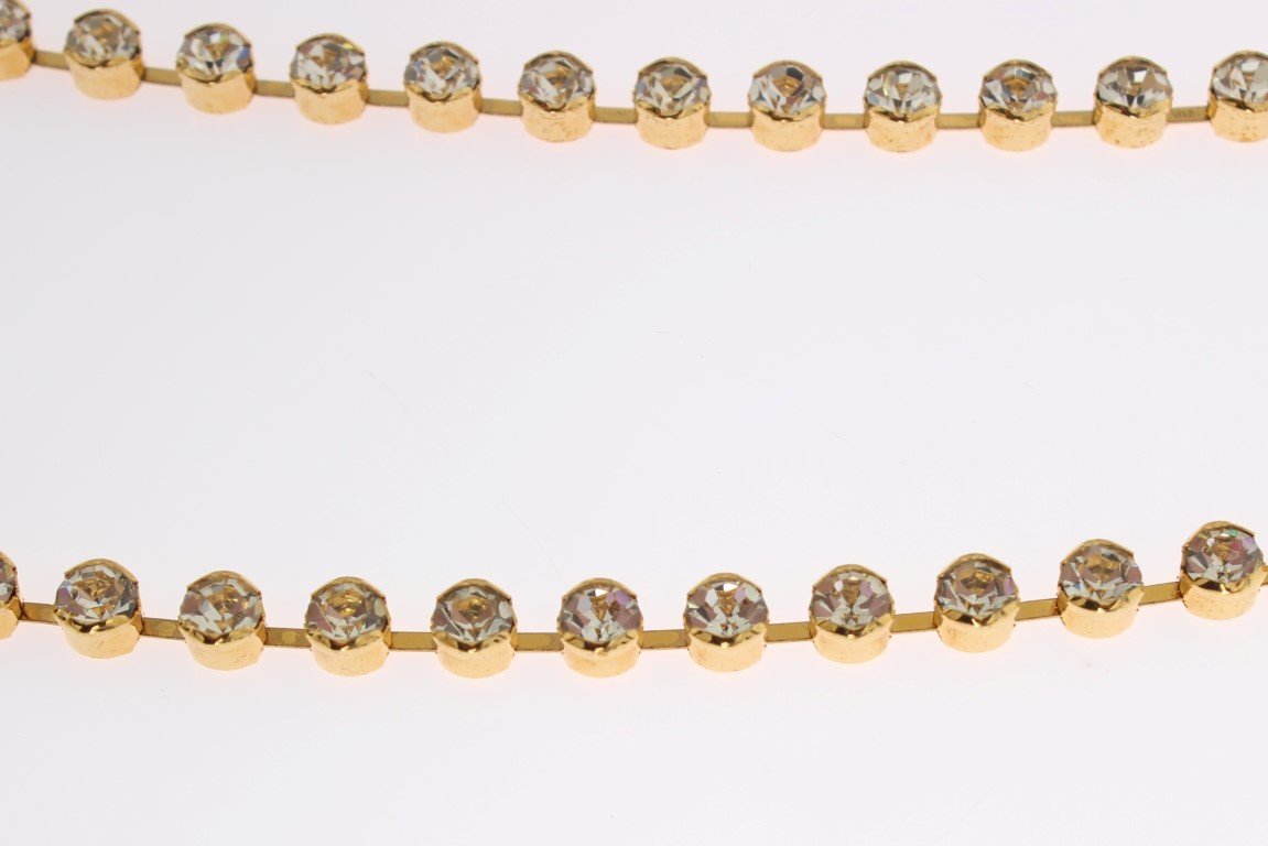 Gold Brass Clear Gray Crystal Sicily Necklace