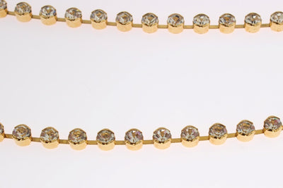 Gold Brass Clear Gray Crystal Sicily Necklace