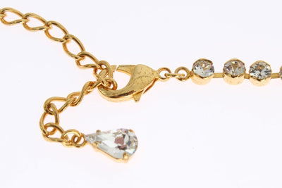 Gold Brass Clear Gray Crystal Sicily Necklace
