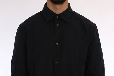Black Casual Cotton Long Sleeve Shirt