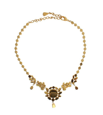 Gold Brass Clear Gray Crystal Sicily Necklace