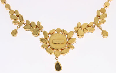Gold Brass Clear Gray Crystal Sicily Necklace