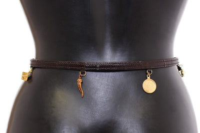 Brown Gold Baroque Sicily Eel Leather Belt