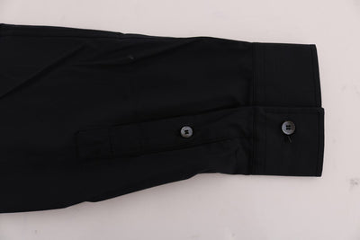 Black Casual Cotton Long Sleeve Shirt