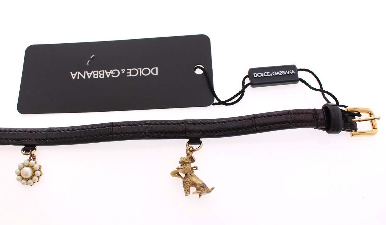 Brown Gold Baroque Sicily Eel Leather Belt