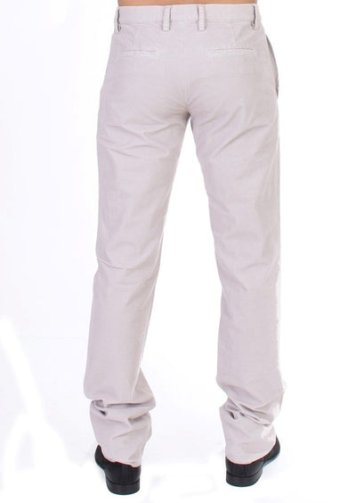Beige Corduroy Slim Fit Stretch Pants