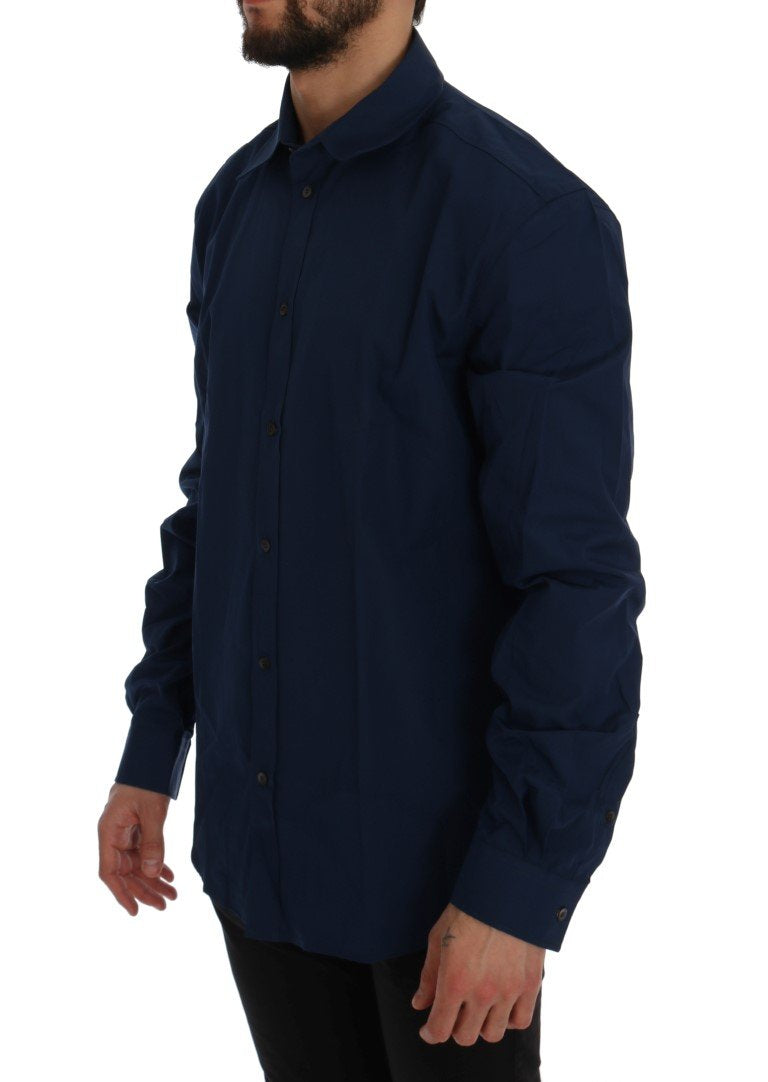 Blue Casual Cotton Long Sleeve Shirt