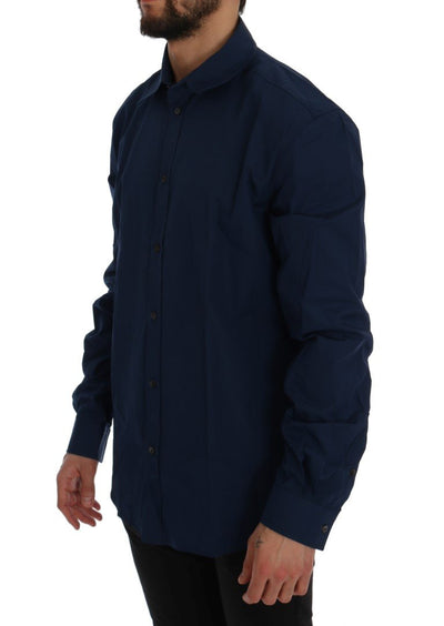 Blue Casual Cotton Long Sleeve Shirt
