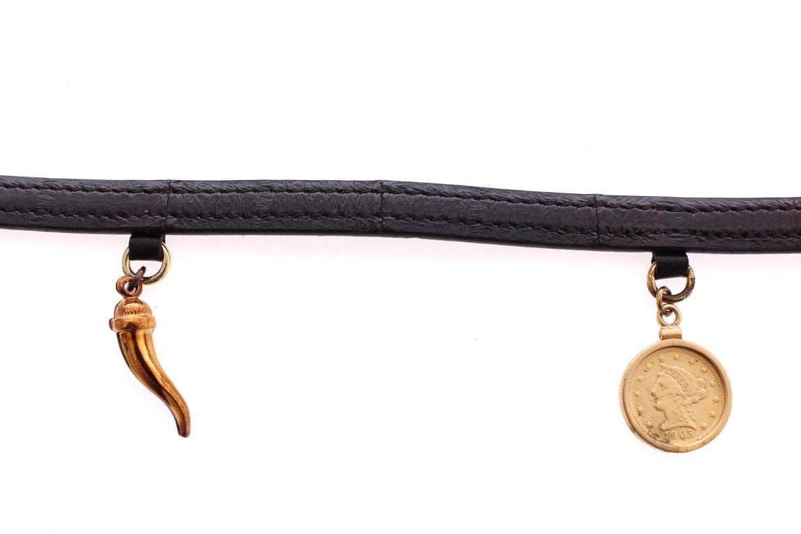 Brown Gold Baroque Sicily Eel Leather Belt