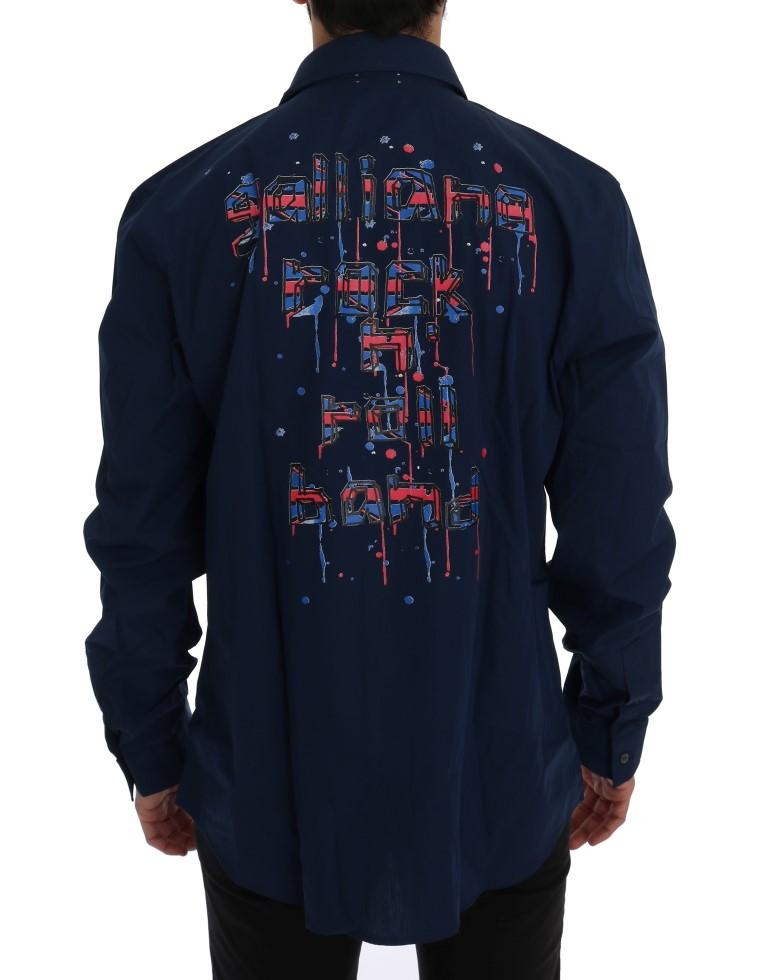 Blue Casual Cotton Long Sleeve Shirt