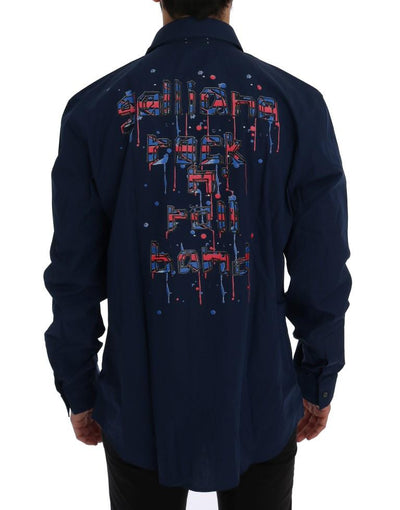 Blue Casual Cotton Long Sleeve Shirt
