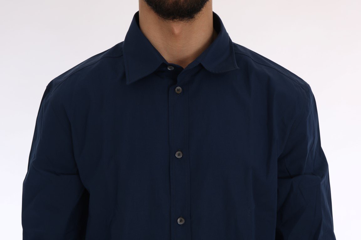 Blue Casual Cotton Long Sleeve Shirt