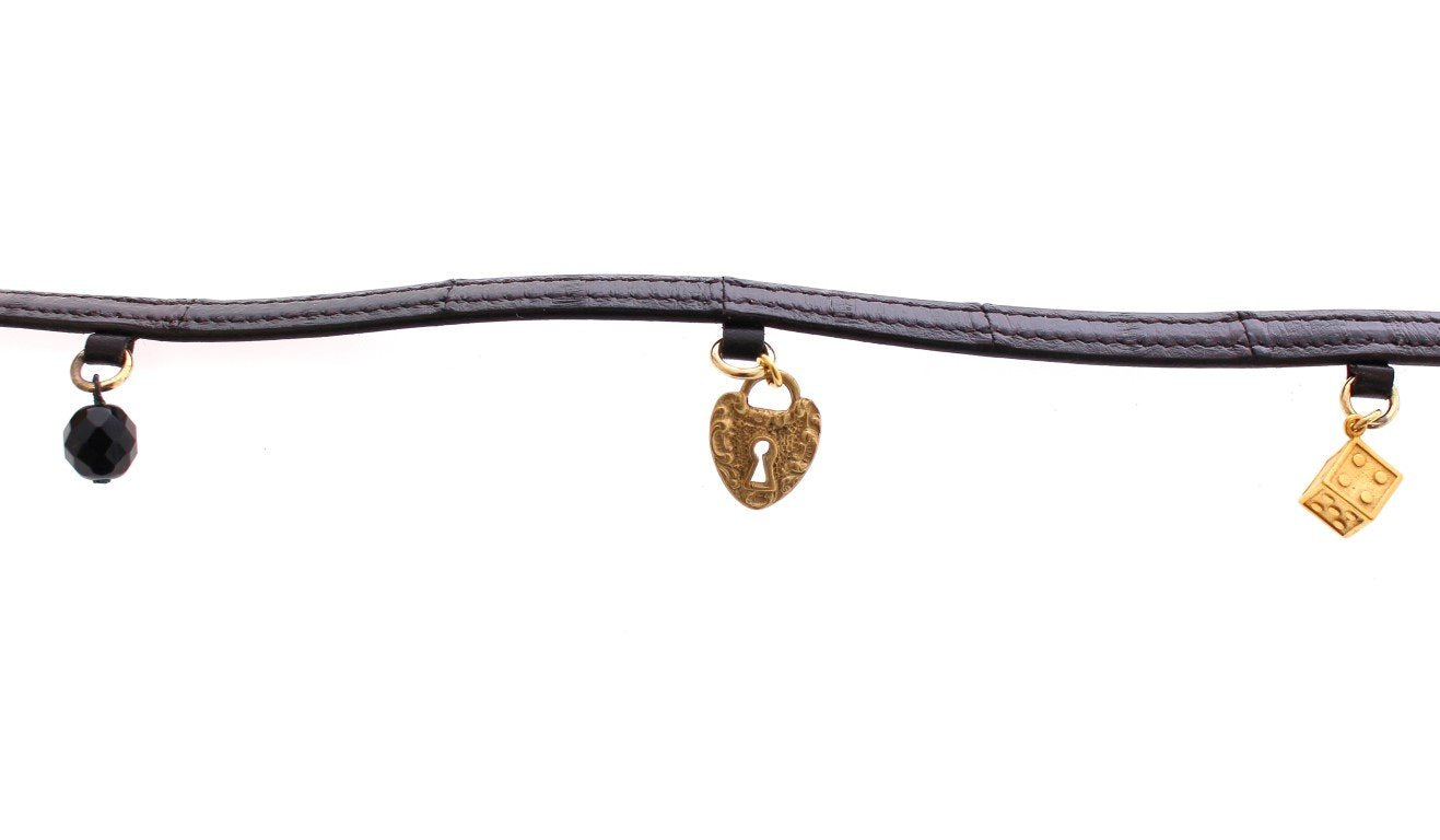 Brown Gold Baroque Sicily Eel Leather Belt