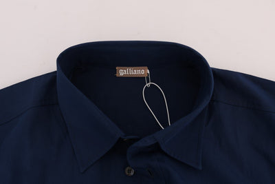 Blue Casual Cotton Long Sleeve Shirt