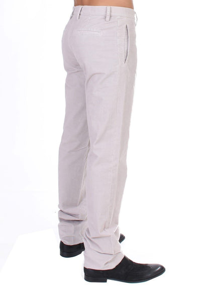 Beige Corduroy Slim Fit Stretch Pants