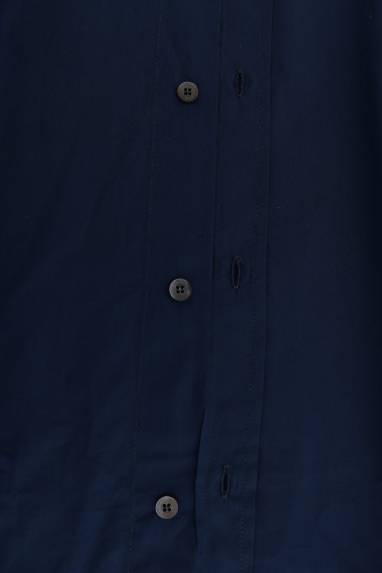 Blue Casual Cotton Long Sleeve Shirt