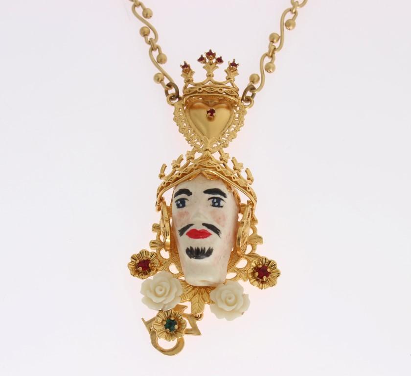 Gold Brass SICILY Crystal Puppi Doll Necklace