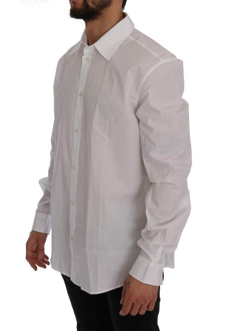 White Casual Cotton Long Sleeve Shirt