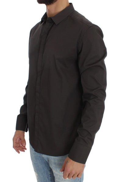 Gray Cotton Stretch Casual Shirt