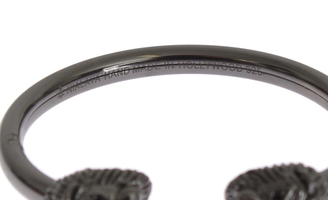Black Rhodium Lion Bangle Bracelet