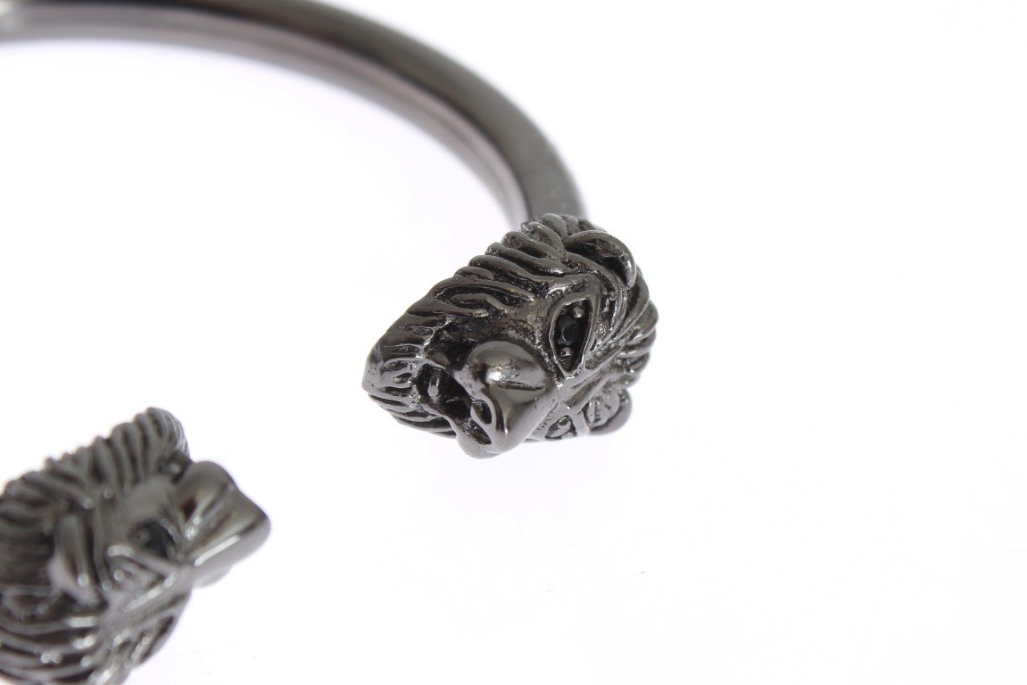 Black Rhodium Lion Bangle Bracelet