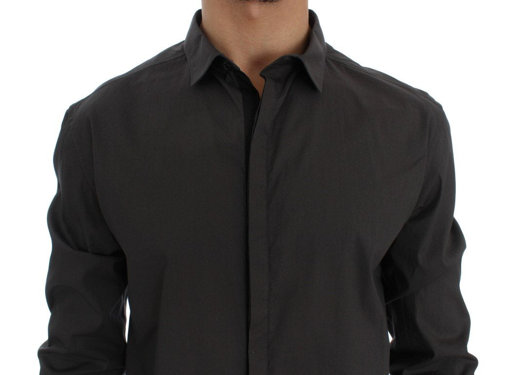 Gray Cotton Stretch Casual Shirt