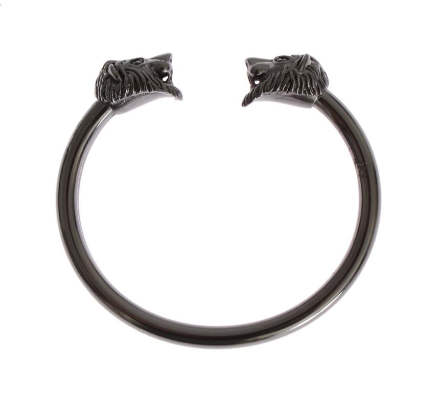 Black Rhodium Lion Bangle Bracelet