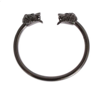 Black Rhodium Lion Bangle Bracelet