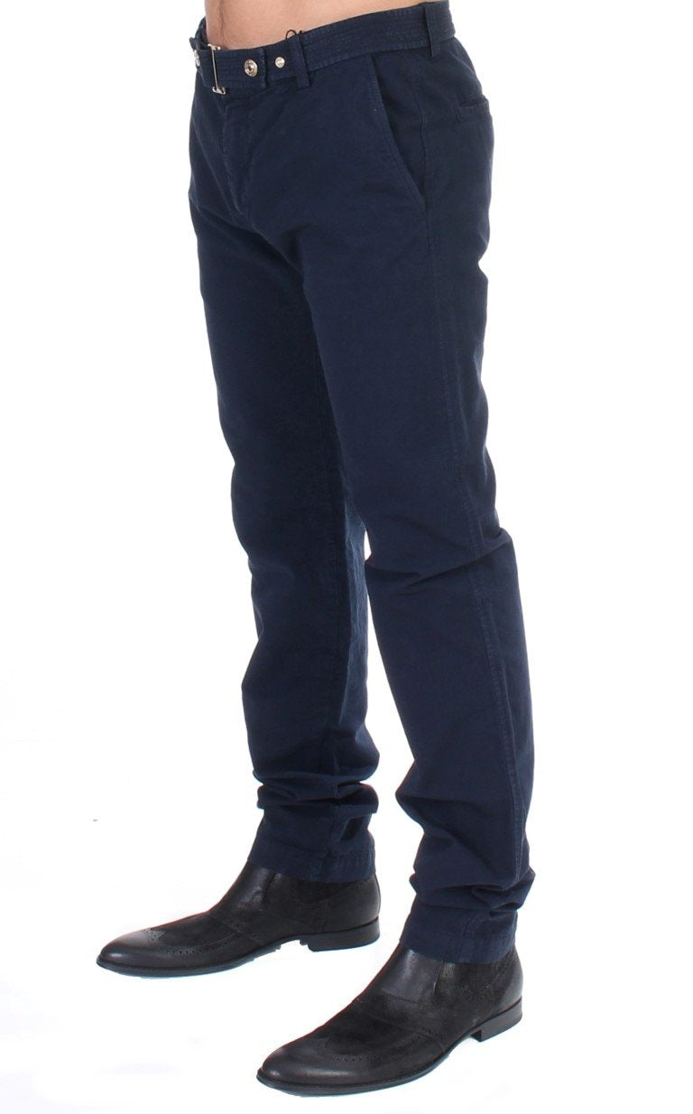 Blue Cotton Regular Fit Casual Pants