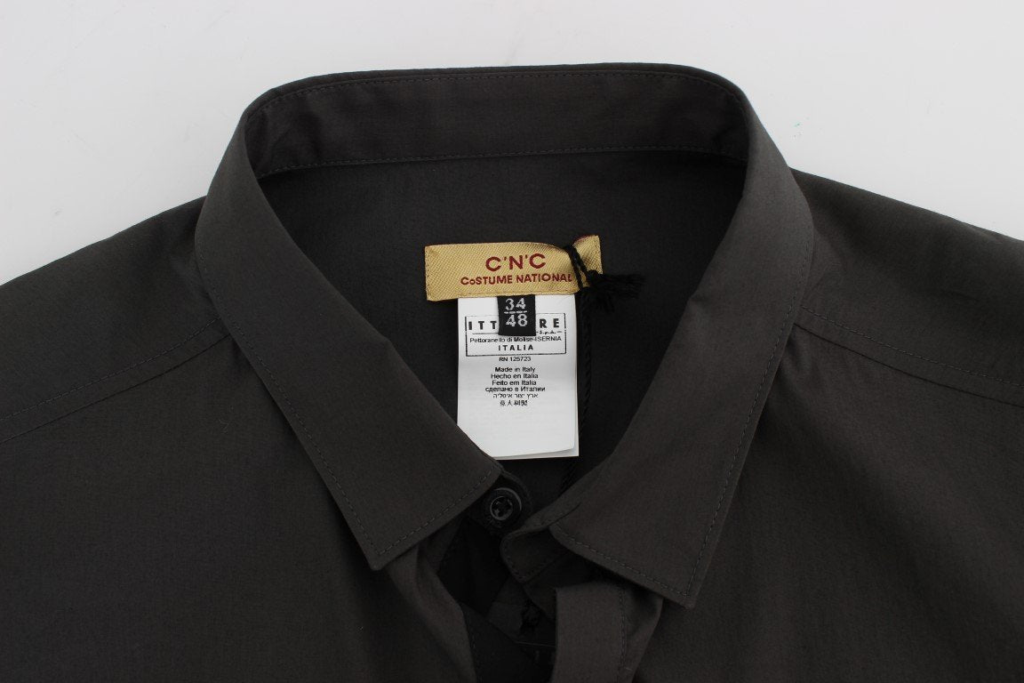 Gray Cotton Stretch Casual Shirt