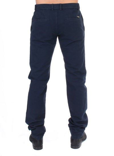Blue Cotton Regular Fit Casual Pants