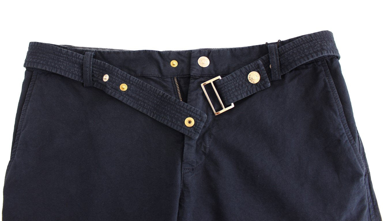 Blue Cotton Regular Fit Casual Pants