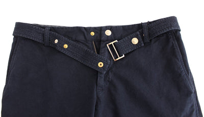 Blue Cotton Regular Fit Casual Pants