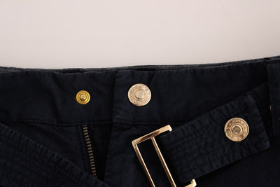 Blue Cotton Regular Fit Casual Pants