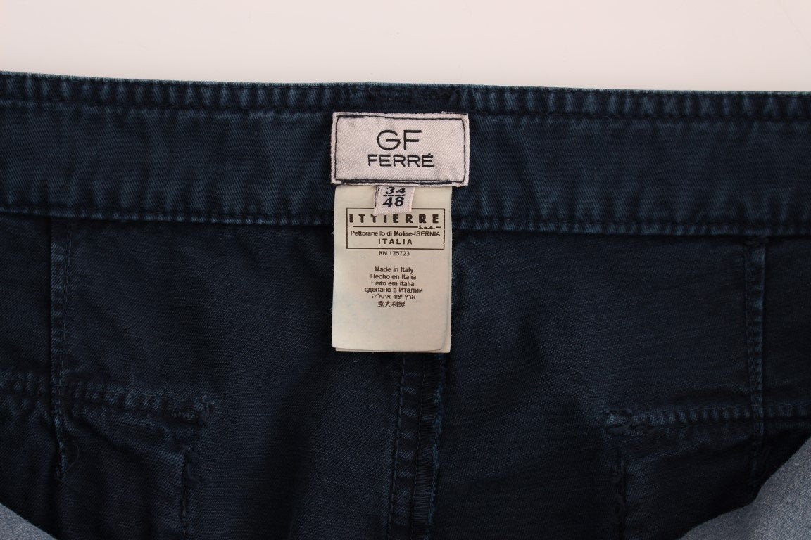 Blue Cotton Cargo Casual Pants