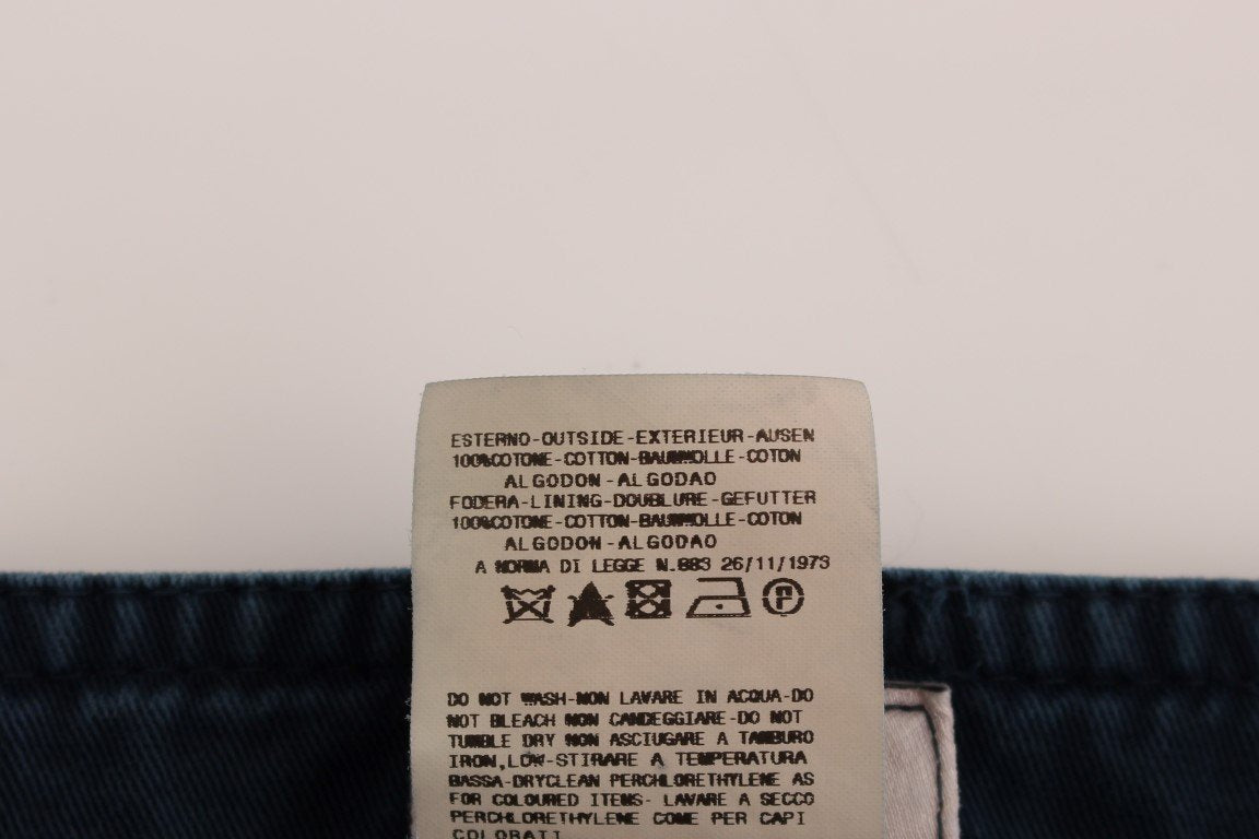 Blue Cotton Cargo Casual Pants