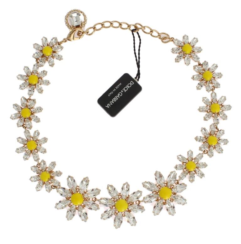 Yellow Sunflower Crystal Statement Necklace