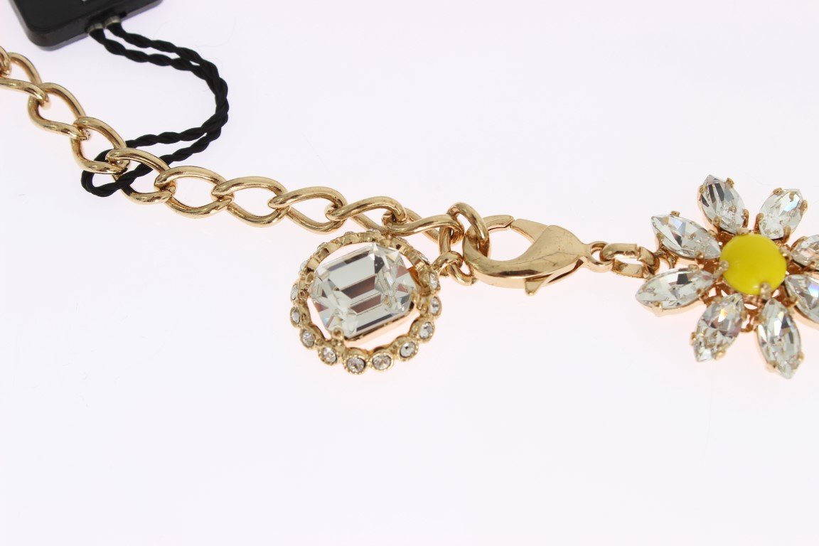 Yellow Sunflower Crystal Statement Necklace