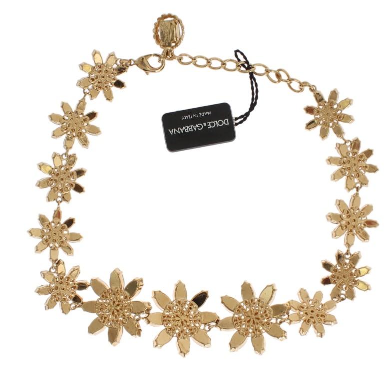 Yellow Sunflower Crystal Statement Necklace