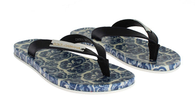 Blue Leather Shoes Majolica Flip Flops