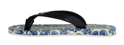 Blue Leather Shoes Majolica Flip Flops