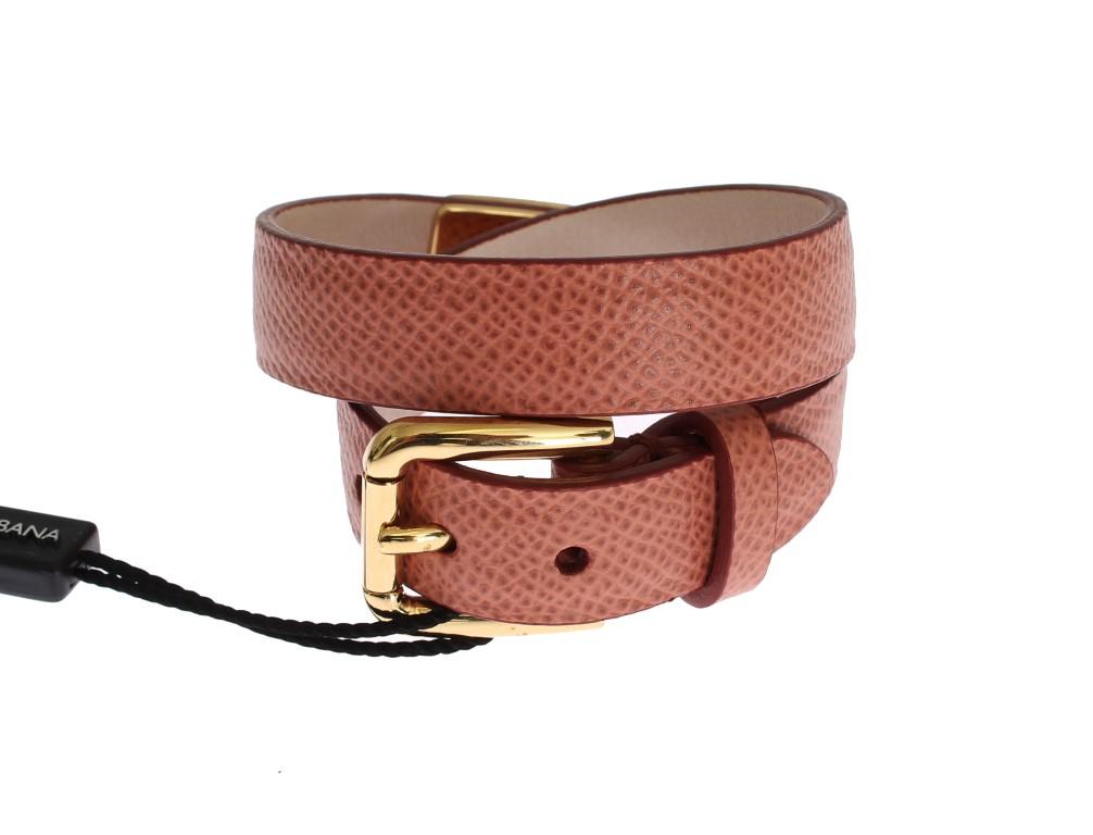 Pink Leather Gold Charms Bracelet